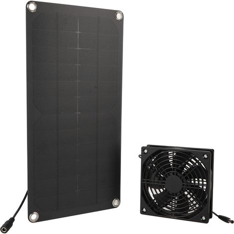 Kit de ventilateur solaire portable mini 20W pour serre, poulailler, abri pour animaux, extracteur de fenêtre (1/5)
