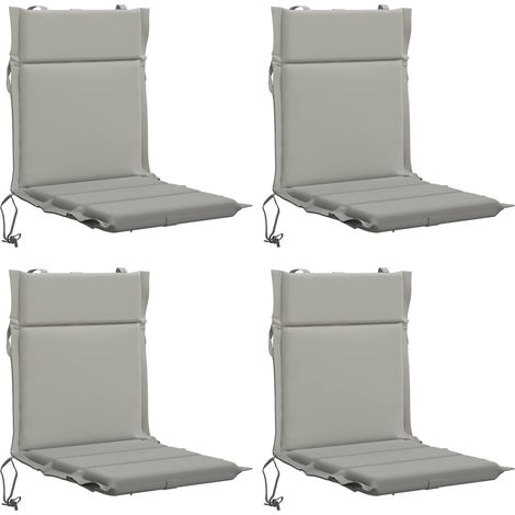 Lot de 4 coussins de chaise à dossier haut GEMERT - 110 × 50 × 3 cm - gris - 100 % polyester