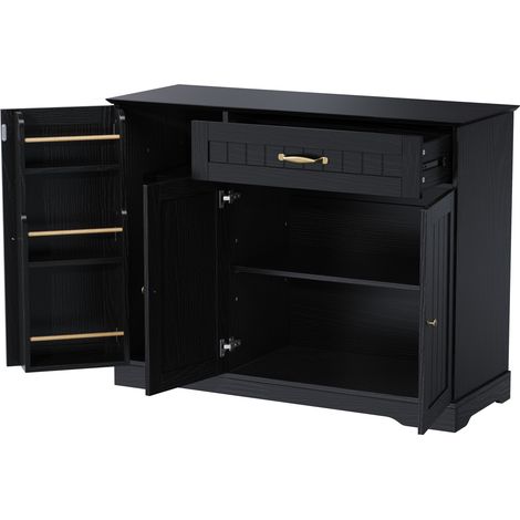 Aparador moderno negro con 3 puertas y 1 cajón de MDF para salón, comedor y entrada (1/5)