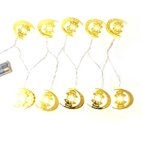 Guirlande lumineuse en forme de lune et de lanterne, 1,5 m, 10 LED, blanc chaud (1/5)