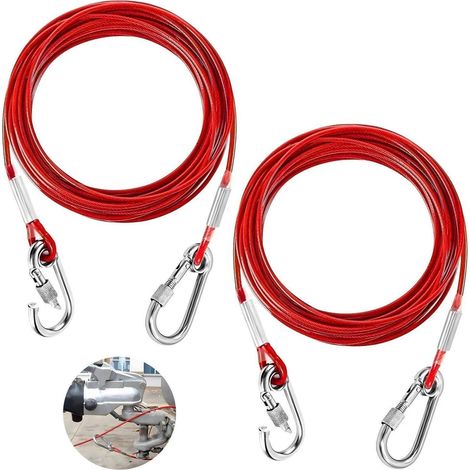 Câble de sécurité pour remorque freinée, 2 pièces, rouge (1/5)