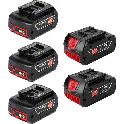 Powerwings 5x Akku Ersetz für Bosch 2607336815 Professional GBA 18 Volt 5,0 Ah GAL 18V GSB GSR GBH GWS 17618-01 BAT609 Ersatzakku Kompatibel mit BAT609 BAT618 BAT620 BAT610 BAT609G BAT610G (1/4)