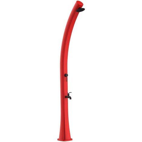 MPC Dusche aus rotem Polyethylen mit Solarheizung Höhe 226 cm Tank 25 Liter runder Duschkopf Ø 10 cm Messingarmaturen Modell DOCCIA SOLARE RIO (1/5)
