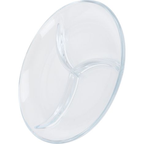 23 cm großer, unterteilter Teller aus gehärtetem Glas, Servierplatte für Frühstück, Obst, Kinder, 3 Fächer, für den Hausgebrauch (1/5)