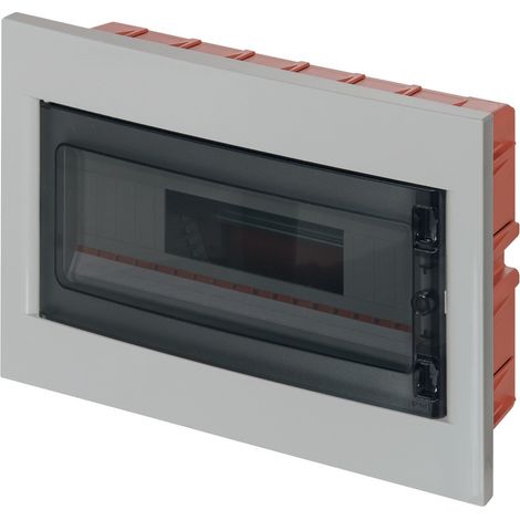 Centralino ad incasso, 18 moduli, con morsettiera 6x10mm, grigio, IP40, sportello in policarbonato fumè - Elettrocanali EC63018E (1/2)