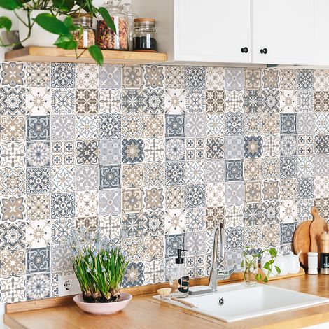 Stickers muraux - Sticker Mural Carrelage adhésif Cuisine Salle de Bain - 30 STICKERS CARRELAGES PAVIECIA - 30stickers20x20cm (1/5)