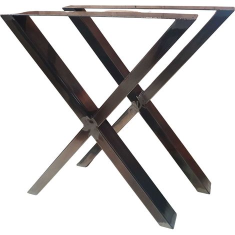 Bc-elec - HMLT-3-RUS Juego de 2 patas de mesa de acero barnizado en forma de X, Patas de mesa de metal 60x72cm, Diseño industrial (1/5)
