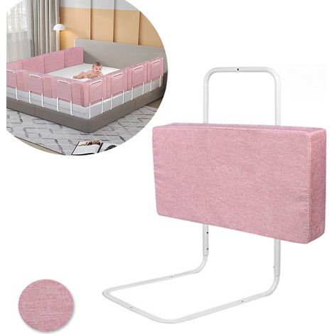 AUFUN Barrière de sécurité pour lit bébé,réglable en Hauteur avec 5 Trous,Protection Contre Les Chutes,barrière de sécurité pour Enfant (60mx1,Rose)