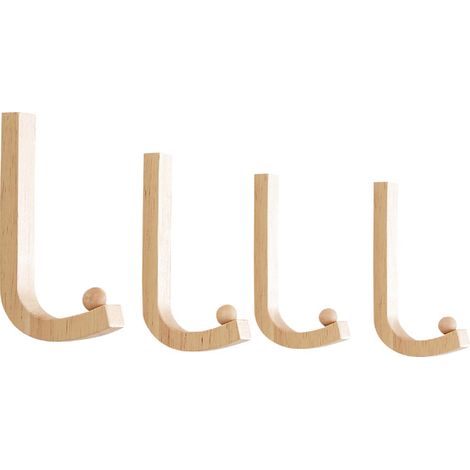 Filiyano-Patères murales modernes en bois - [Lot de 4] Porte-chapeaux simple - Rangement style scandinave - Installation facile - Résistant à l'eau (1/5)