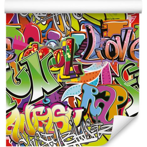 Carta da parati colorata con graffiti per soggiorno e camera da letto, 50x1000 cm (1/5)