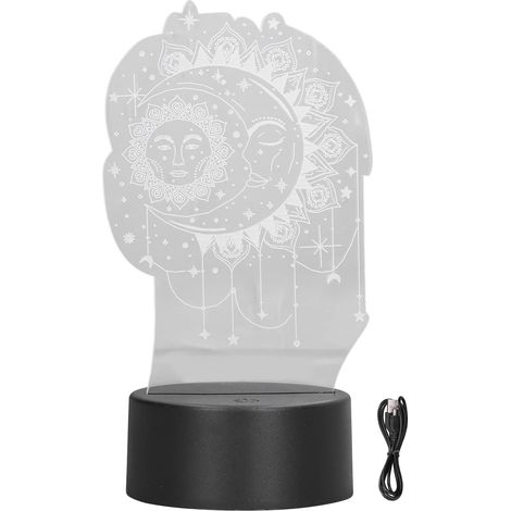 Lampe de table 3D LED Veilleuse 7 couleurs Interrupteur tactile Lampe décorative pour chambre alimentée par USB (1/5)