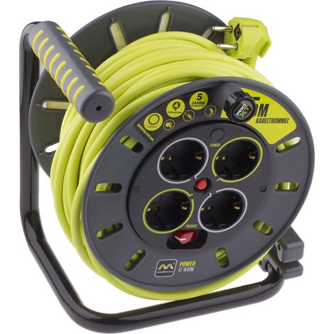 Enrouleur 25m, 4 prises Type F - Schuko allemand, 240 V 13A ( Prix pour 1 )