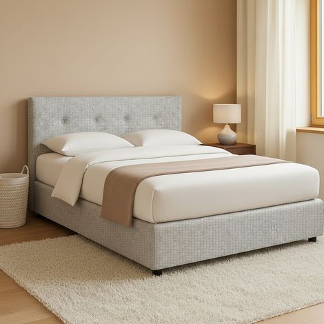Cama de Plaza y Media Luton, Desenfundable, Hecha en Italia, Gris Claro (1/5)