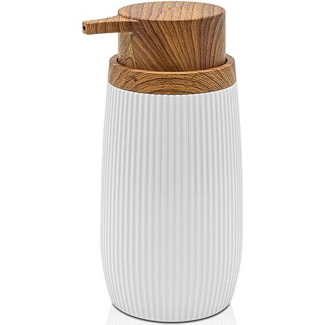 Dispenser per sapone liquido Bianco dettagli effetto legno Blob (1/5)