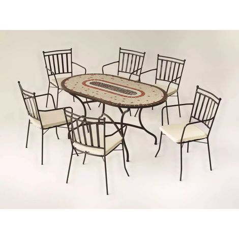 Conjunto de mesa + 4 sillones + 4 cojines jardín Malaya/Shifa (1/4)