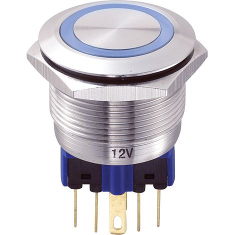 TRU COMPONENTS 701965 GQ22-11E/B/12V Vandalismusgeschützter Drucktaster 250 V/AC 5 A 1 x Ein/(Ein) t