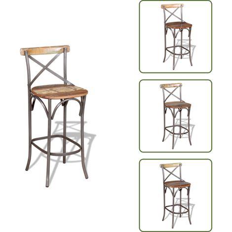 Tabouret de bar Bois de récupération massif - Chaise De Bar - Tabouret De Bar - Mobilier Vintage - Décoration Intérieure - Bois De Récupération (1/5)