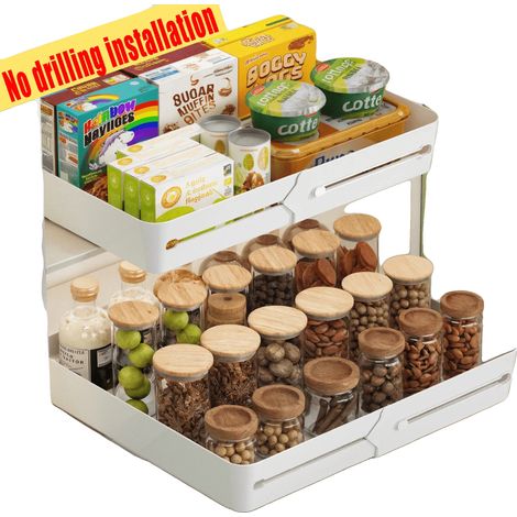 Cajón de cocina extensible, ancho ajustable, funcionamiento suave, 2 piezas. (1/2)