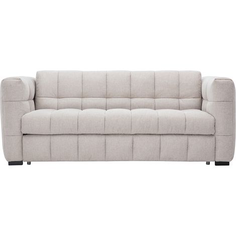 Sofá convertible de diseño de 3 plazas en tela efecto terciopelo texturizado beige CORTO
