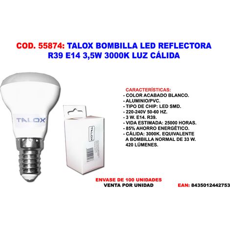TALOX talox bombilla led reflectora r39 e14 3,5w 3000k luz calida
