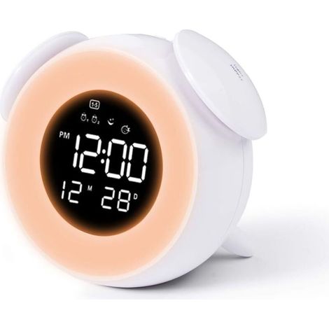 Réveil lumineux pour enfants, réveil numérique lampe de chevet Snooze Touch Control port de charge USB chambre d'enfant (blanc)-Fei Yu (1/5)