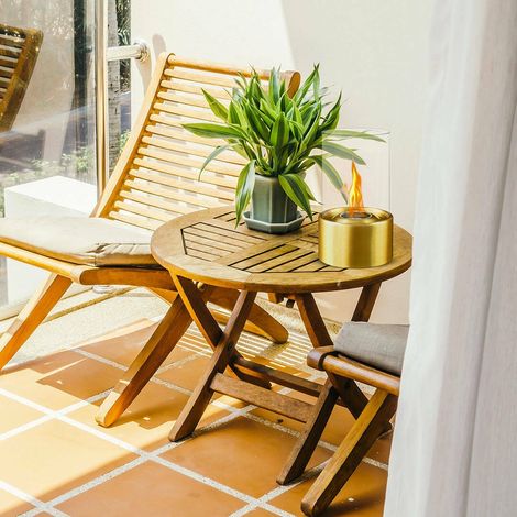 Dmora - Chimenea de bioetanol Taipei, Chimenea ecológica, Hogar sin humo, Made in Italy, 16x16 h28 cm, Bronce y Transparente (1/3)