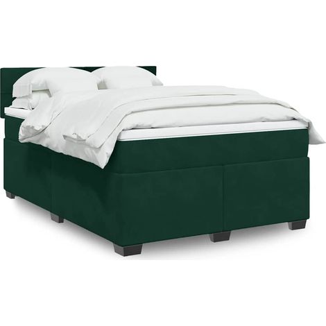 Boxspringbett mit Matratze Dunkelgrün 140x200 cm Samt