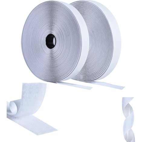 2 Rouleaux Ruban Scratch, 5m X 20mm Bande Agrippante Double Face, Nylon Résistant Pour Maison, Bricolage Et Artisanat