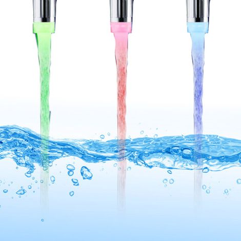 Robinet d'eau LED avec éclairage et jet d'eau aux couleurs RGB changeantes et contrôle de la température, pour la cuisine et la salle de bain. (1/5)