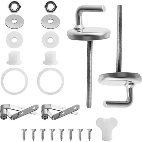 15 Piece Toilet Seat Replacement Set with Washers, Hinges, Screws and Keys, Stainless Steel, Toilet Seat Cover (1/5)