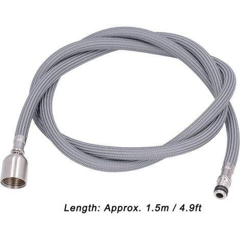 Tuyau de pulvérisation extractible, G1/2, 1,5 m, flexible en nylon tressé PVC, pour robinet d'évier de cuisine, de salle de bain (1/4)