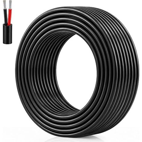 Câble Électrique 20 AWG 2 Conducteurs 2x0,5 mm², Fil Électrique Rouge et Noir en Cuivre Étamé Souple, Câble Basse Tension pour Ruban LED, Éclairage LED, Automobile (1/5)