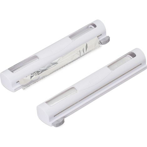 Set di 2 dispenser per pellicola alimentare cucina taglio preciso con finestra di visualizzazione in plastica bianca 130007981