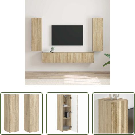 Holzwerkstoff - TV-Wandschrank 2 pcs Sonoma 30 x 31 x 100 cm Holzwerkstoff (1/5)