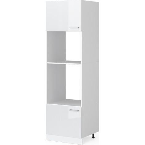 Dispensa universale R-Line, Bianco lucido, 60 cm con ripiani e ante a giorno, Vicco (1/5)