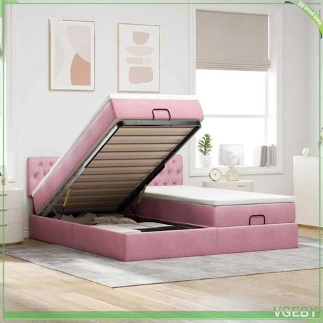 Cadre de lit ottoman avec matelas - Modèle 3312946 - Velours rose - 180x200 cm - Rangement hydraulique (1/5)