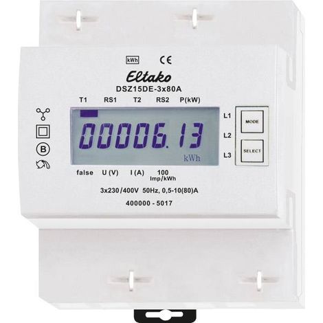 Eltako DSZ15DE-3x80A 28380615 Compteur d'énergie triphasé numérique 80 A 1 pc(s) Q857332