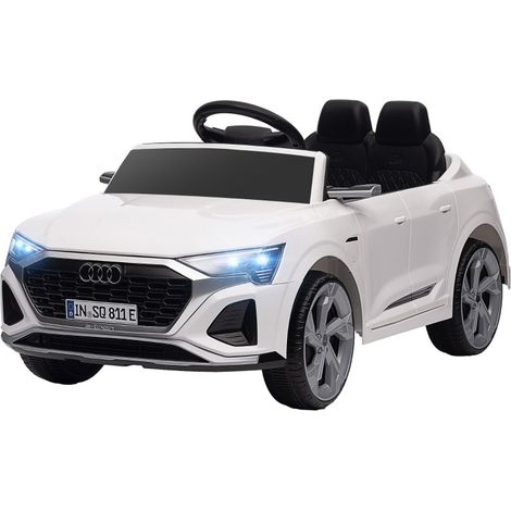 Coche eléctrico infantil 12V estilo Audi Q8 blanco con mando, luces y música (1/4)