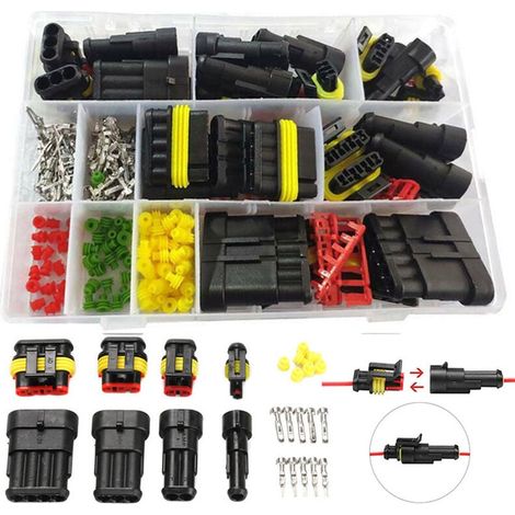 VURAHOME - 296pcs Kit Connecteur Prise Imperméable Etanche, Connecteur étanche électrique IP67 AMP PA66 Mâle et Femelle 1,5 mm Terminaux, Pour Voiture Bateau Camion (1/5)