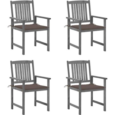 Lot de 4 Chaises de jardin avec coussins - Chaises d'extérieur pour terrasse/jardin Gris Bois d'acacia massif BV281575 - BonneVie (1/5)