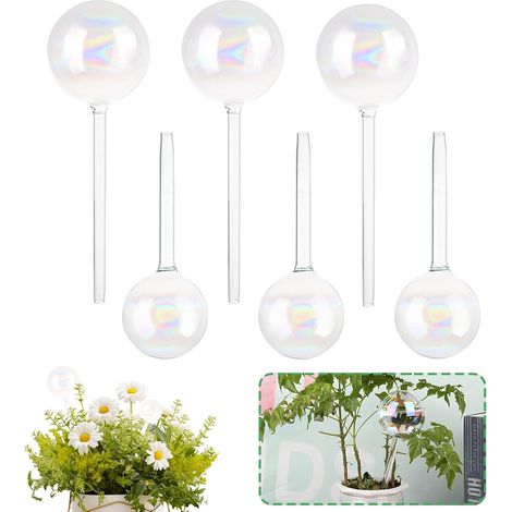 Lot de 6 boules d'irrigation, couleur verre, d'arrosage pour plantes et fleurs, l'intérieur l'extérieur, le jardin - (1/5)