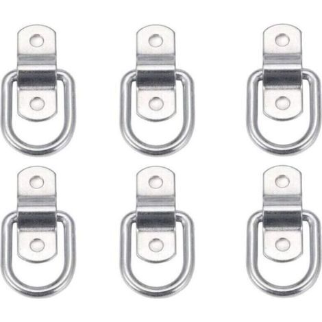 Anneaux d'arrimage D robustes en acier galvanisé – Lot de 6 pièces, fixation universelle pour remorques, sangles et crochets (1/3)