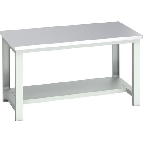 Bott 41004172.16V Cubio Bench with Half Shelf, Stainless Steel Clad Top 1500 x 900mm