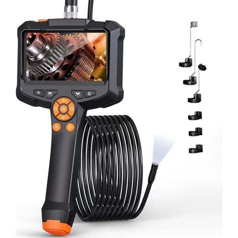 Caméra endoscope avec lumière, endoscope étanche IP67 8 mm, caméra d'inspection écran IPS 4,3 pouces, caméra tube HD 1080P avec 8 LED réglables, câble semi-rigide de 5 m (1/3)