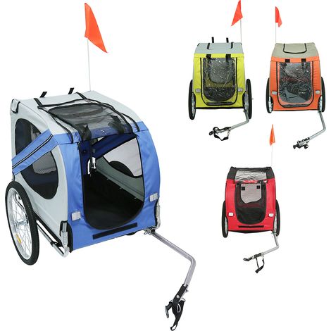 Hundeanhänger für Fahrrad, Fahrrad-Hundeanhänger mit 250 Liter Volumen, Fahrradanhänger Hund, Hundeanhänger Gefedert mit Reflektoren, für Hunde bis 40kg(BLAU)