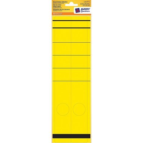 10x Einzel Ordner-Etiketten Schmal Lang 297x38mm Gelb