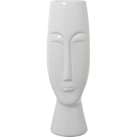 Vase Visage En Céramique Blanc Brillant °15X50 Cm (1/5)