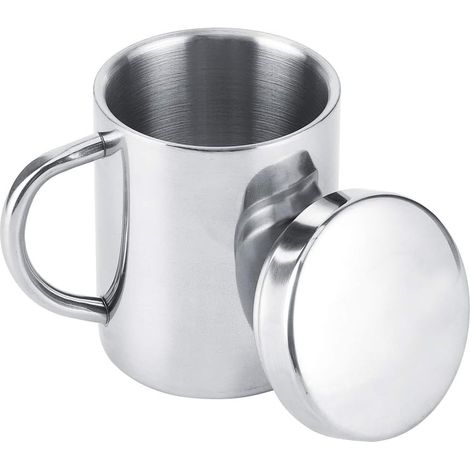 1 Tasse Inox 220ml,Double Paroi,Isotherme,Couvercle,Voyage (1/5)