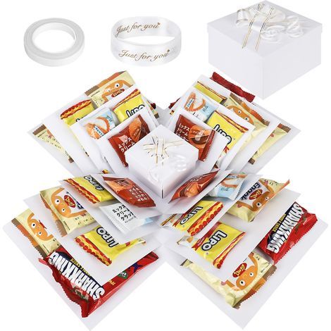 Überraschungsbox, Explosionsbox, Überraschungsgeschenkbox, Geburtstagsüberraschungsbox, DIY-Explosionsbox für Weihnachten, Geburtstag, Jahrestag, Valentinstag, Weiß (1/5)