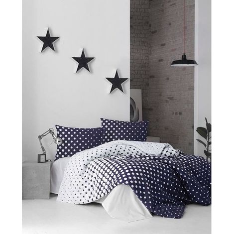 Bettwäsche - 1 Bettdecke 220 x 240 cm + 2 Kissenbezüge 60 x 60 cm - 100% verstärktes Baumwolle - Blau